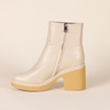 Amazon Essentials Women’s Platform Ankle Boots with Square Toe, Faux Leather(Oatmeal)