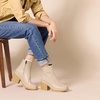Amazon Essentials Women’s Platform Ankle Boots with Square Toe, Faux Leather(Oatmeal)
