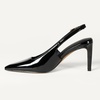 Amazon Essentials Women’s Pointed Toe Slingback Heels with Ankle Strap(Black Patent)