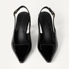Amazon Essentials Women’s Pointed Toe Slingback Heels with Ankle Strap(Black Patent)