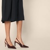 Amazon Essentials Women’s Pointed Toe Slingback Heels with Ankle Strap(Brown Patent)