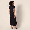 Amazon Essentials Women’s Regular Fit V-Neck Short Sleeve Midi Length T-Shirt Dress, Soft Viscose Stretch Jersey, Side Slits(Black)