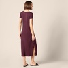 Amazon Essentials Women’s Regular Fit V-Neck Short Sleeve Midi Length T-Shirt Dress, Soft Viscose Stretch Jersey, Side Slits(Burgundy)