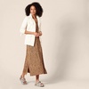 Amazon Essentials Women’s Regular Fit V-Neck Short Sleeve Midi Length T-Shirt Dress, Soft Viscose Stretch Jersey, Side Slits(Dark Camel Animal Print)