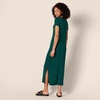 Amazon Essentials Women’s Regular Fit V-Neck Short Sleeve Midi Length T-Shirt Dress, Soft Viscose Stretch Jersey, Side Slits(Dark Green)