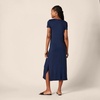 Amazon Essentials Women’s Regular Fit V-Neck Short Sleeve Midi Length T-Shirt Dress, Soft Viscose Stretch Jersey, Side Slits(Navy)