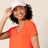 Amazon Essentials Women’s Regular Fit V-Neck Short Sleeve Midi Length T-Shirt Dress, Soft Viscose Stretch Jersey, Side Slits(Orange)