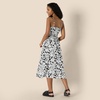 Amazon Essentials Women’s Regular-Fit Cotton Sateen Smocked Bodice Midi Dress with Removable Straps, A-line Ruffle(Black Ivory Folk Floral)