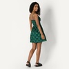 Amazon Essentials Women’s Regular-Fit Cotton Sateen Smocked Bodice Midi Dress with Removable Straps, A-line Ruffle(Dark Green Green Birds)