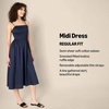 Amazon Essentials Women’s Regular-Fit Cotton Sateen Smocked Bodice Midi Dress with Removable Straps, A-line Ruffle(Golden Yellow)
