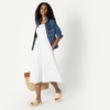 Amazon Essentials Women’s Regular-Fit Cotton Sateen Smocked Bodice Midi Dress with Removable Straps, A-line Ruffle(White)