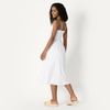 Amazon Essentials Women’s Regular-Fit Cotton Sateen Smocked Bodice Midi Dress with Removable Straps, A-line Ruffle(White)