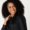 Amazon Essentials Women’s Regular-Fit Cotton Sateen Tiered Shirt Dress with Puff Shoulder Sleeves, Collar Band, Button-Front(Black)