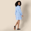 Amazon Essentials Women’s Regular-Fit Cotton Sateen Tiered Shirt Dress with Puff Shoulder Sleeves, Collar Band, Button-Front(Blue White Stripe)
