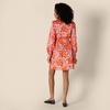 Amazon Essentials Women’s Regular-Fit Cotton Sateen Tiered Shirt Dress with Puff Shoulder Sleeves, Collar Band, Button-Front(Bright Poppy Red Blush Folk Floral Multi)