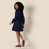 Amazon Essentials Women’s Regular-Fit Cotton Sateen Tiered Shirt Dress with Puff Shoulder Sleeves, Collar Band, Button-Front(Navy)