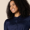 Amazon Essentials Women’s Regular-Fit Cotton Sateen Tiered Shirt Dress with Puff Shoulder Sleeves, Collar Band, Button-Front(Navy)