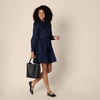 Amazon Essentials Women’s Regular-Fit Cotton Sateen Tiered Shirt Dress with Puff Shoulder Sleeves, Collar Band, Button-Front(Navy)