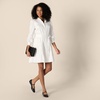 Amazon Essentials Women’s Regular-Fit Cotton Sateen Tiered Shirt Dress with Puff Shoulder Sleeves, Collar Band, Button-Front(White)