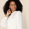 Amazon Essentials Women’s Regular-Fit Cotton Sateen Tiered Shirt Dress with Puff Shoulder Sleeves, Collar Band, Button-Front(White)