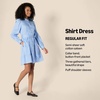 Amazon Essentials Women’s Regular-Fit Cotton Sateen Tiered Shirt Dress with Puff Shoulder Sleeves, Collar Band, Button-Front(White)