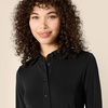 Amazon Essentials Women’s Regular-Fit Matte Jersey Midi Length Dress with Classic Collar, Button Front, Removable Belt(Black)
