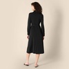 Amazon Essentials Women’s Regular-Fit Matte Jersey Midi Length Dress with Classic Collar, Button Front, Removable Belt(Black)
