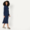 Amazon Essentials Women’s Regular-Fit Matte Jersey Midi Length Dress with Classic Collar, Button Front, Removable Belt(Black Ivory Geometric)