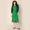 Amazon Essentials Women’s Regular-Fit Matte Jersey Midi Length Dress with Classic Collar, Button Front, Removable Belt(Emerald Green)