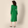 Amazon Essentials Women’s Regular-Fit Matte Jersey Midi Length Dress with Classic Collar, Button Front, Removable Belt(Emerald Green)