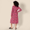 Amazon Essentials Women’s Regular-Fit Matte Jersey Midi Length Dress with Classic Collar, Button Front, Removable Belt(Hot Pink Leafy Floral Ditsy)