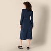 Amazon Essentials Women’s Regular-Fit Matte Jersey Midi Length Dress with Classic Collar, Button Front, Removable Belt(Navy)