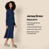 Amazon Essentials Women’s Regular-Fit Matte Jersey Midi Length Dress with Classic Collar, Button Front, Removable Belt(Navy)