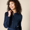 Amazon Essentials Women’s Regular-Fit Matte Jersey Midi Length Dress with Classic Collar, Button Front, Removable Belt(Navy)