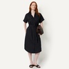 Amazon Essentials Women’s Relaxed-Fit Short Sleeve Button-Down Dress with Belt(Black)