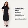 Amazon Essentials Women’s Relaxed-Fit Short Sleeve Button-Down Dress with Belt(Black)