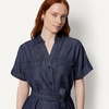 Amazon Essentials Women’s Relaxed-Fit Short Sleeve Button-Down Dress with Belt(Dark Midnight Wash)