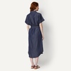 Amazon Essentials Women’s Relaxed-Fit Short Sleeve Button-Down Dress with Belt(Dark Midnight Wash)