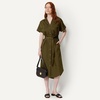 Amazon Essentials Women’s Relaxed-Fit Short Sleeve Button-Down Dress with Belt(Deep Brown)