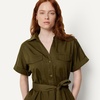 Amazon Essentials Women’s Relaxed-Fit Short Sleeve Button-Down Dress with Belt(Deep Brown)