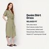Amazon Essentials Women’s Relaxed-Fit Short Sleeve Button-Down Dress with Belt(Washed Khaki Green)