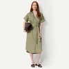 Amazon Essentials Women’s Relaxed-Fit Short Sleeve Button-Down Dress with Belt(Washed Khaki Green)