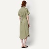 Amazon Essentials Women’s Relaxed-Fit Short Sleeve Button-Down Dress with Belt(Washed Khaki Green)