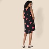 Amazon Essentials Women’s Sleeveless Woven A-line V Neck Shift Dress(Black Pink Flowers)