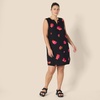 Amazon Essentials Women’s Sleeveless Woven A-line V Neck Shift Dress(Black Pink Flowers)