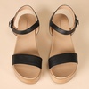Amazon Essentials Women’s Two Band Ankle Strap Open Toe Flatform Sandal(Black)