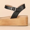 Amazon Essentials Women’s Two Band Ankle Strap Open Toe Flatform Sandal(Black)