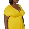 Amazon Essentials Women’s V Neck Elastic Waist Surplice Dress (Available in Plus Size)(Dark Golden Yellow)