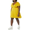 Amazon Essentials Women’s V Neck Elastic Waist Surplice Dress (Available in Plus Size)(Dark Golden Yellow)