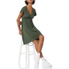 Amazon Essentials Women’s V Neck Elastic Waist Surplice Dress (Available in Plus Size)(Dark Olive)